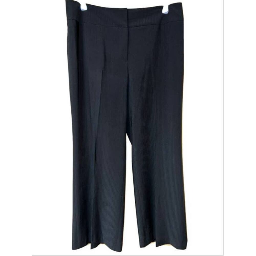 Kasper Pants Womens 16 Wide Subtle Stripe High Rise Trouser Flatter Minimalist